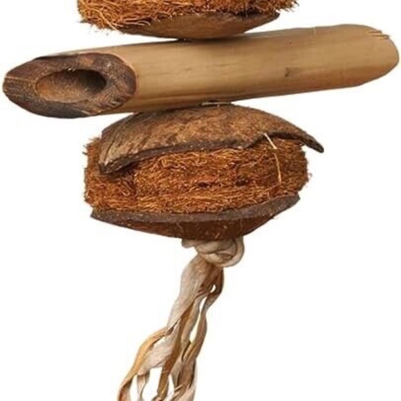 Prevue Pet Naturals Preen & Pacify Coco & Bamboo Activity Bird Toy Hanging 13X5" - Picture 1 of 3